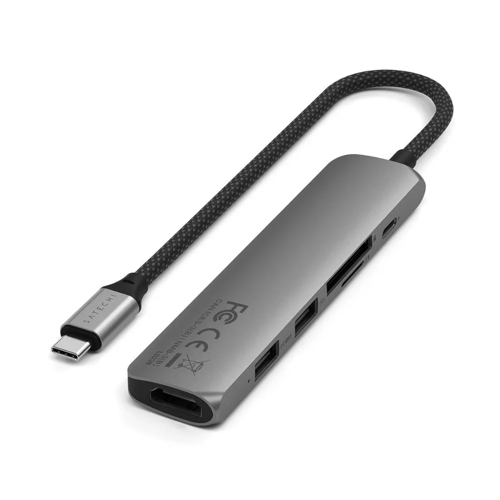 Adaptador Multipuerto Satechi Slim 6 en 1 USB-C - Gris Espacial - Image 3