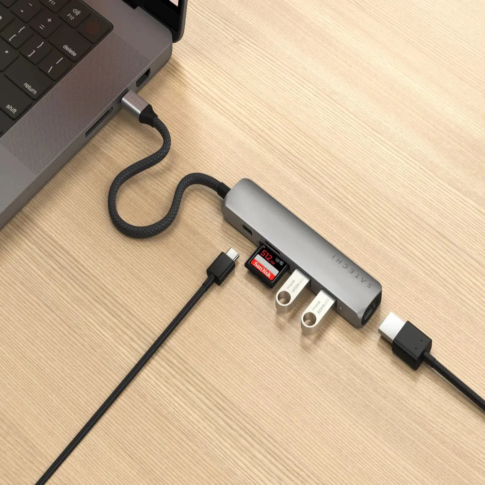 Adaptador Multipuerto Satechi Slim 6 en 1 USB-C - Gris Espacial - Image 7