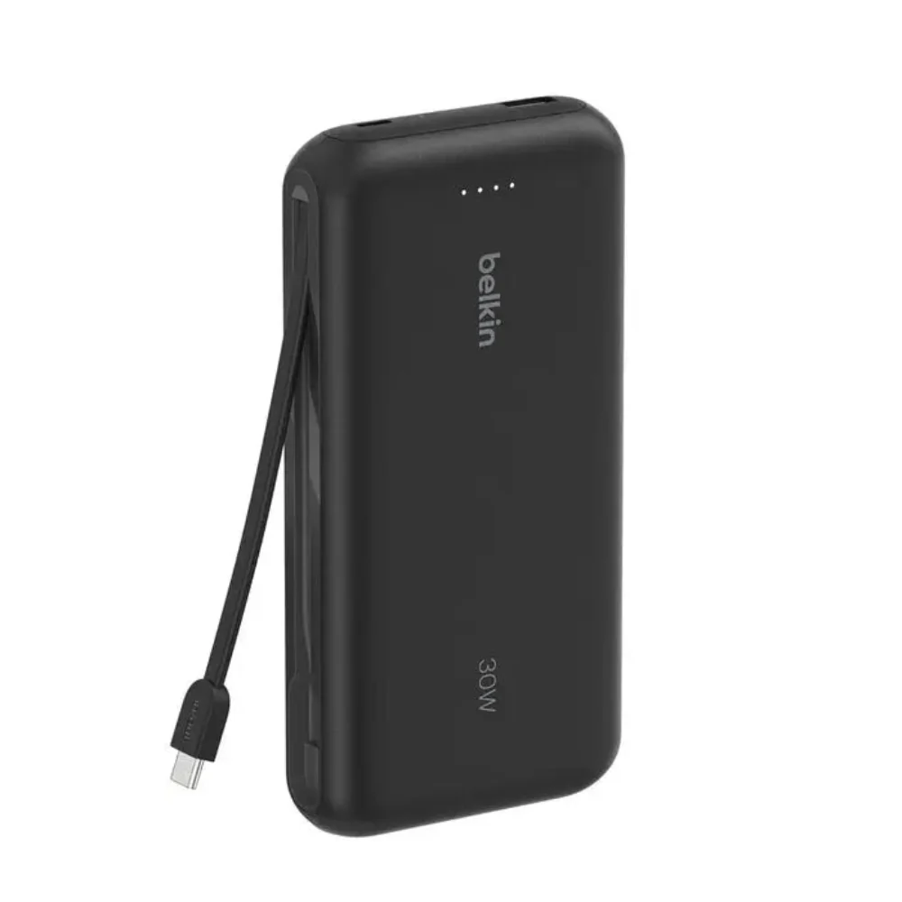 Batería Externa Belkin 20K Cable USB-C Integrado Puertos USB-A y USB-C 30WPD - Negro - Image 2
