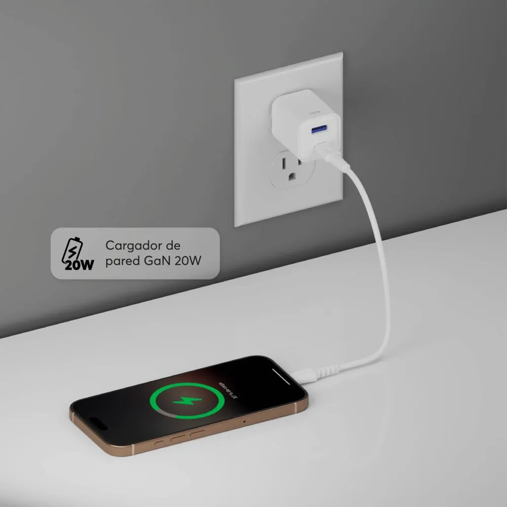 Cargador de Pared NCO PowerPlug Mini 20W USB-A + USB-C - Blanco - Image 3