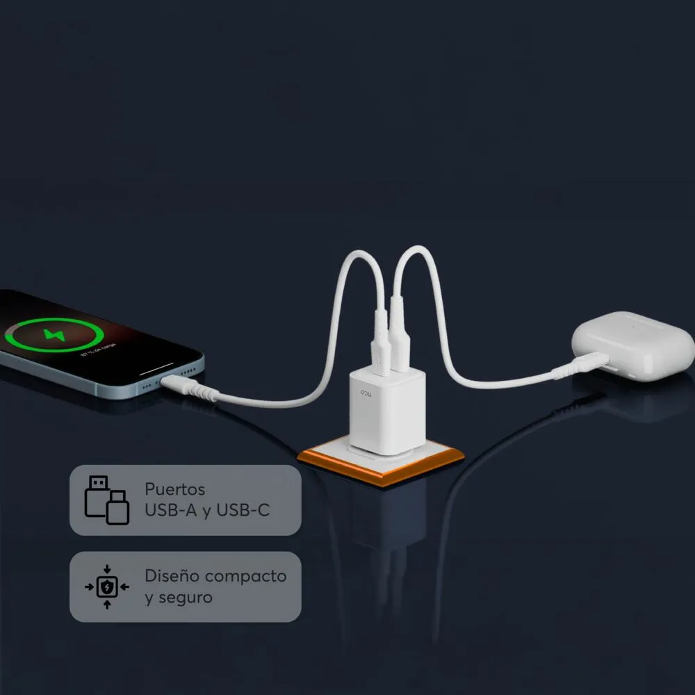 Cargador de Pared NCO PowerPlug Mini 20W USB-A + USB-C - Blanco - Image 4