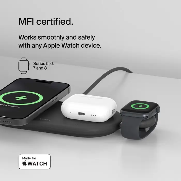 Cargador inalámbrico USB-C Belkin para Apple Watch - Negro - Image 3