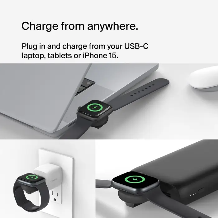 Cargador inalámbrico USB-C Belkin para Apple Watch - Negro - Image 5