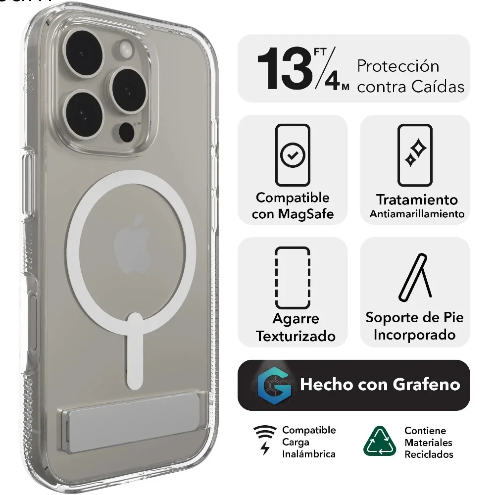 Case Zagg Kickstand Crystal Palace Snap con Magsafe para iPhone 16 Pro Max - Transparente - Image 2