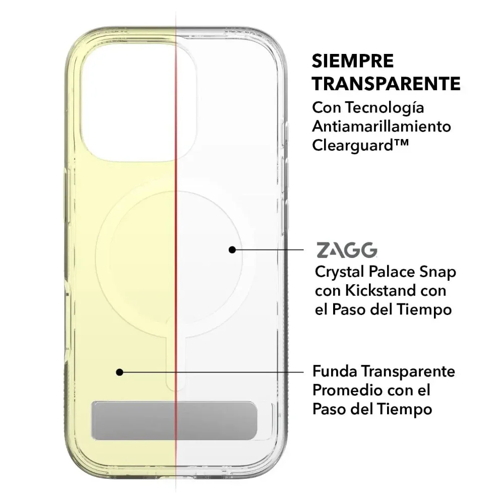 Case Zagg Kickstand Crystal Palace Snap con Magsafe para iPhone 16 Pro Max - Transparente - Image 4