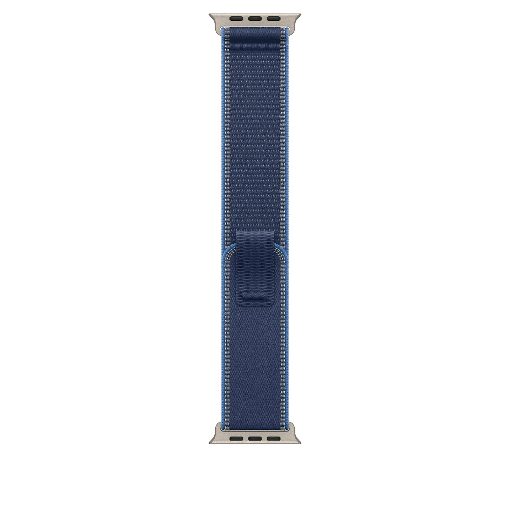 Correa Trail azul/azul brillante para caja de 49 mm – M/L – Acabado de titanio natural