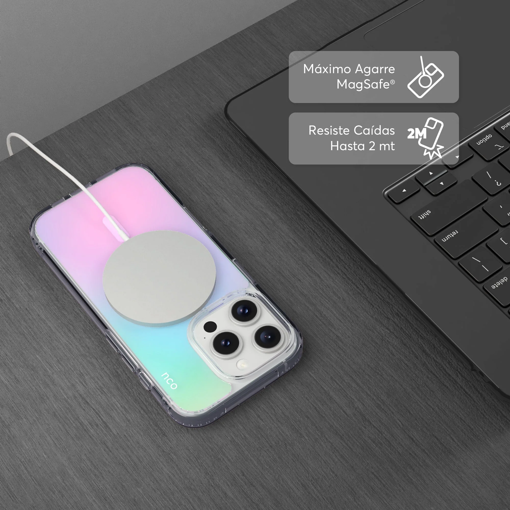 SafeCase Clear Rainbow NCO con MagSafe para iPhone 16 series - Image 10